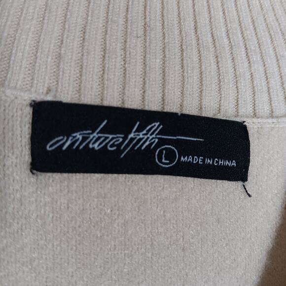 On Twelfth Sweater Top Size Large Beige Knit High Neckline Balloon Sleeves - Picture 8 of 12